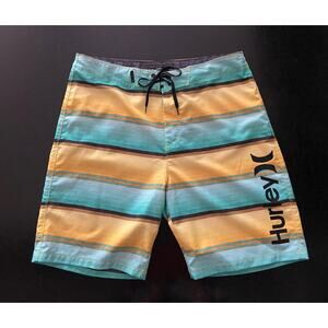HURLEY Yellow/Blue 20" Boardshorts sz 32